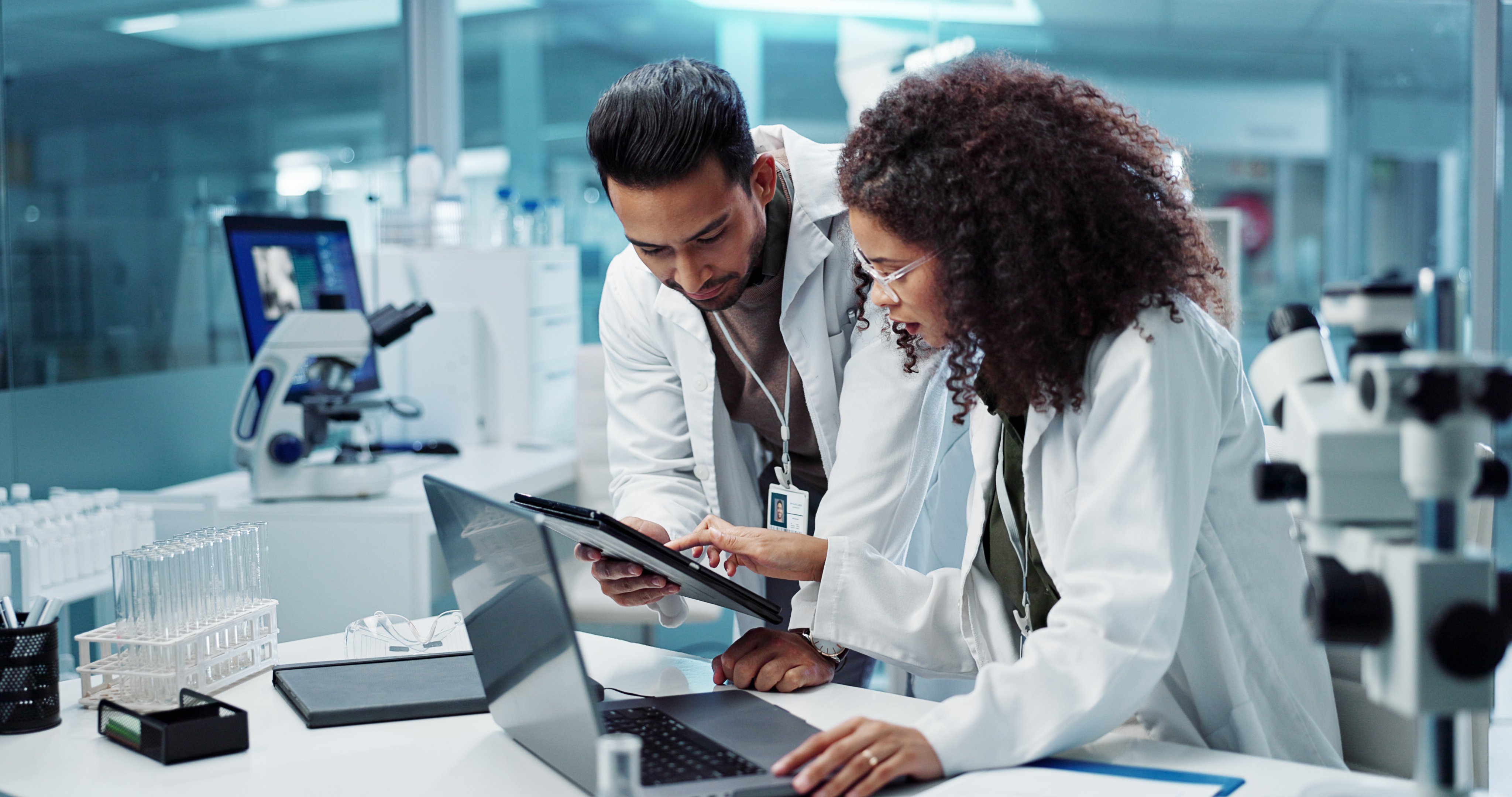 Two researchers in lab