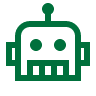 Green icon of robot head