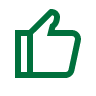 Outlined green icon of thumbs up